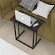 image 3 of Wood Laptop Table, Home Office Portable Computer Stand C-Shape With Metal Legs | Black | Black Marble