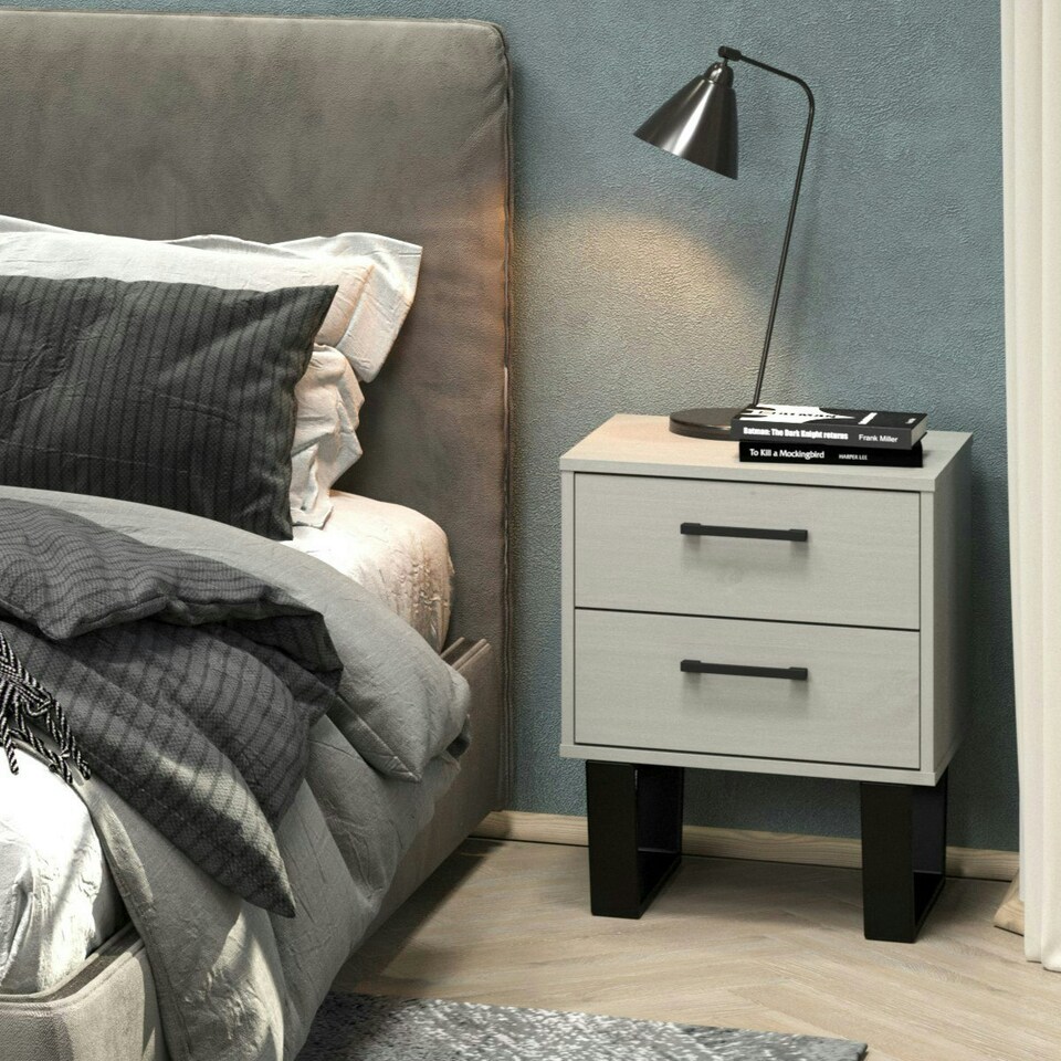 image 1 of Texas, 2 Drawer Bedside Cabinet Grey