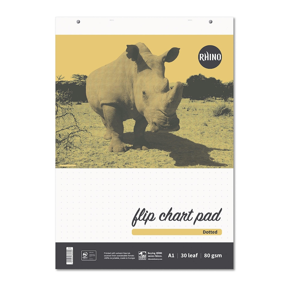 image 1 of Pack of 5 Rhino A1 Educational Dotted 30 Leaf 20mm Dotted with Plain Reverse Flip Chart Pads