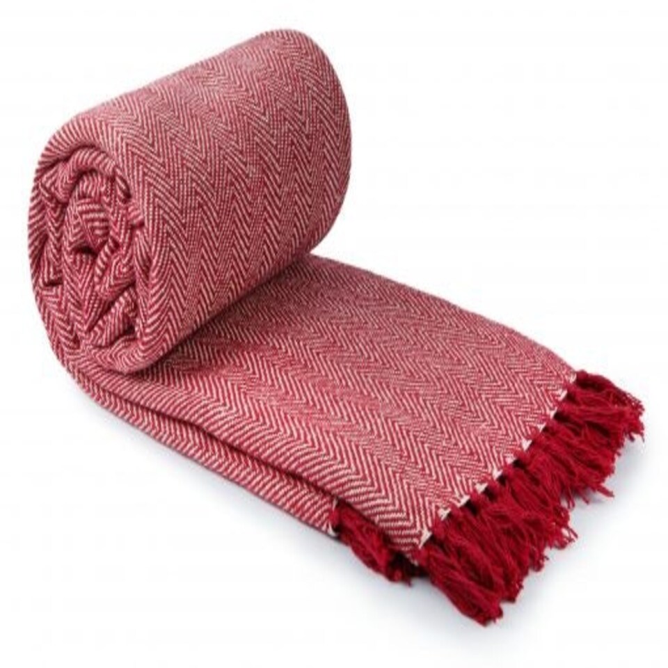 image 1 of Hartley Collection Recycled Cotton Throw in Red (90" x 100") Red | Red