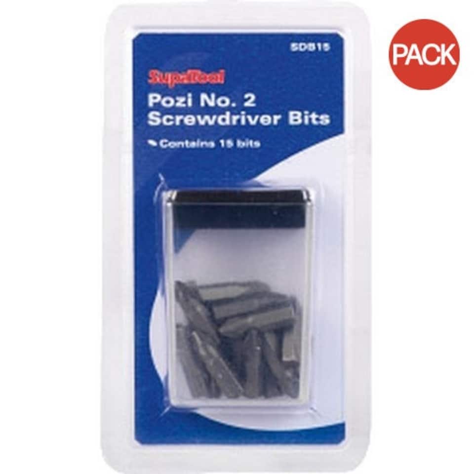 image 1 of SupaTool Pozi Screwdriver Bit (Pack of 15) - Black - One Size