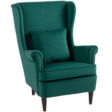 HOMCOM Wingback Chair, Modern Accent Chair for Living Room Bedroom, Green | Green | Green