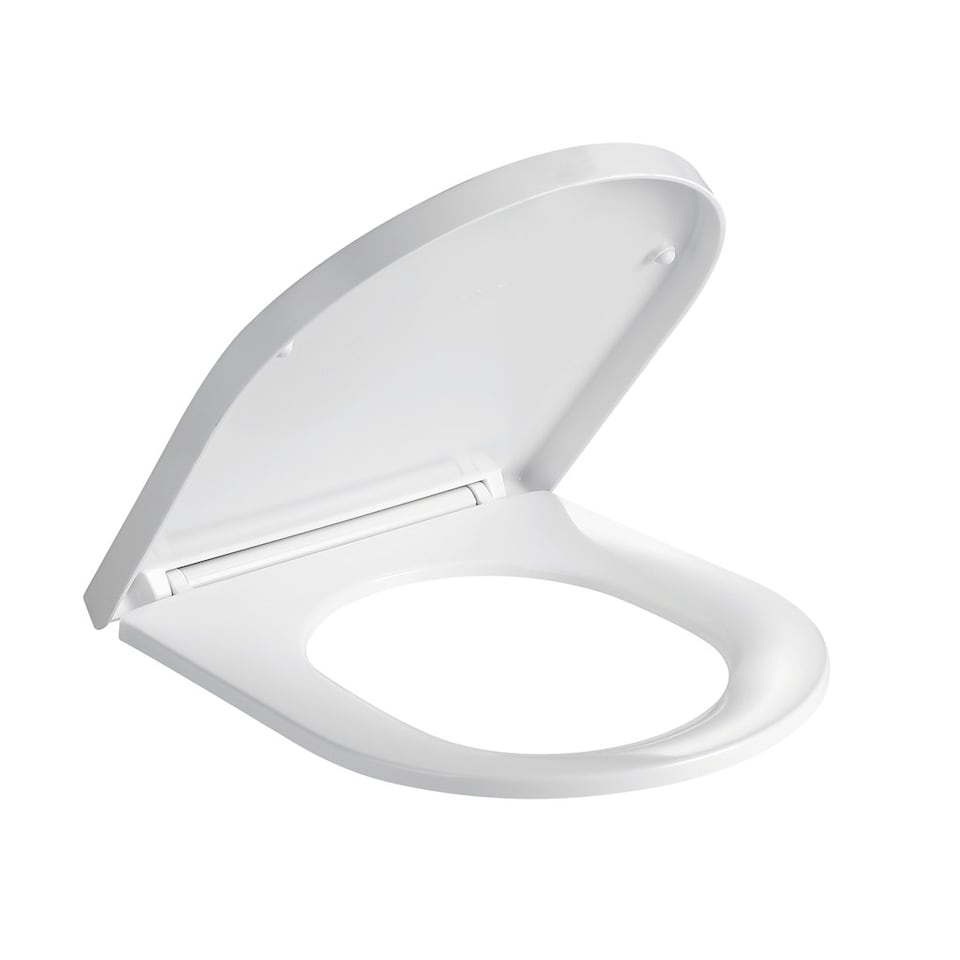 image 1 of Premium CORNER OPEN BACK SQUARE Toilet Set (Saturn) - Cistern - Soft Close Seat - Includes Chrome Flush Button