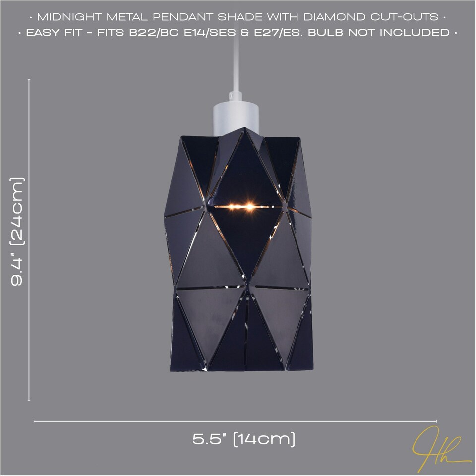 image 1 of Modern Midnight Blue Metal Pendant Shade with Diamond Shaped Cut Outs Blue