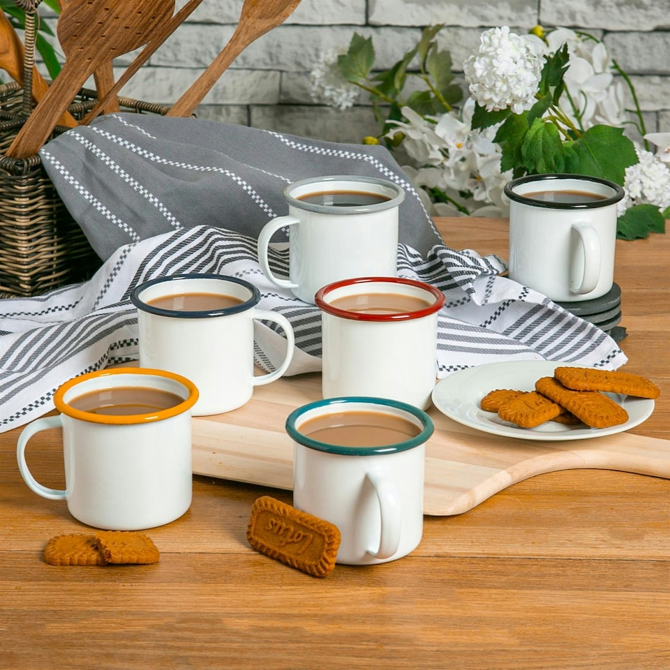 image 1 of Argon Tableware White Enamel Mugs - 375ml - 6 Colours Multi