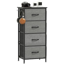 HOMCOM Fabric Chest of Drawers, 4 Drawer Dresser for Bedroom, Charcoal Grey Grey | Black