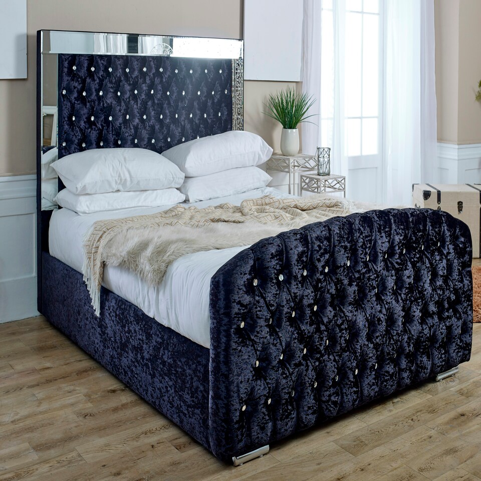 image 1 of Skipton Crush Single Bed Frame - Black