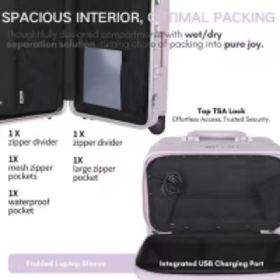 image 1 of Large Suitcase 26’ Inch Hard Shell Checked Luggage - Lightweight, Durable with Built-in Cupholder, TSA Lock, Dual Spinner Wheels