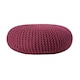 image 1 of Homescapes Plum Large Round Cotton Knitted Pouffe Footstool