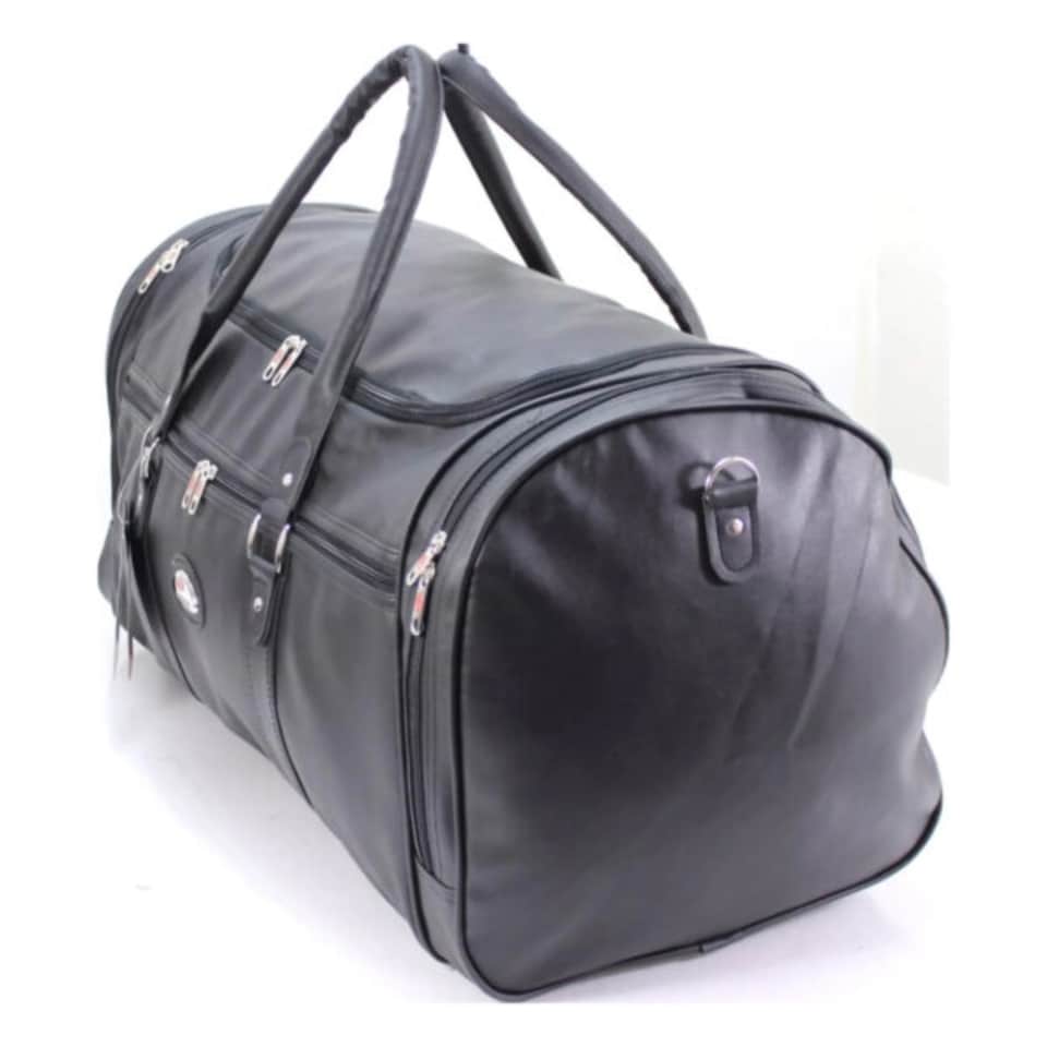 image 1 of 24" Large Faux Leather Holdall Luggage Stylish Weekend Duffel Cabin Travel Gym Bag - 65L