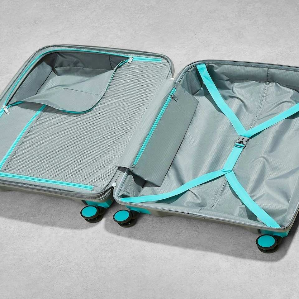 image 1 of Rock Tulum 3 Piece Set Suitcases Grey/Aqua | Grey | Large