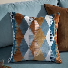 Furn Metro Harlequin Velvet Cushion | Orange | Ginger