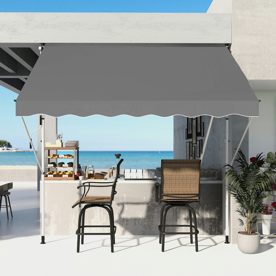 image 1 of Outsunny 3 x 1.5 m Retractable patio  Awning Floor-to-ceiling shade, Grey Cream