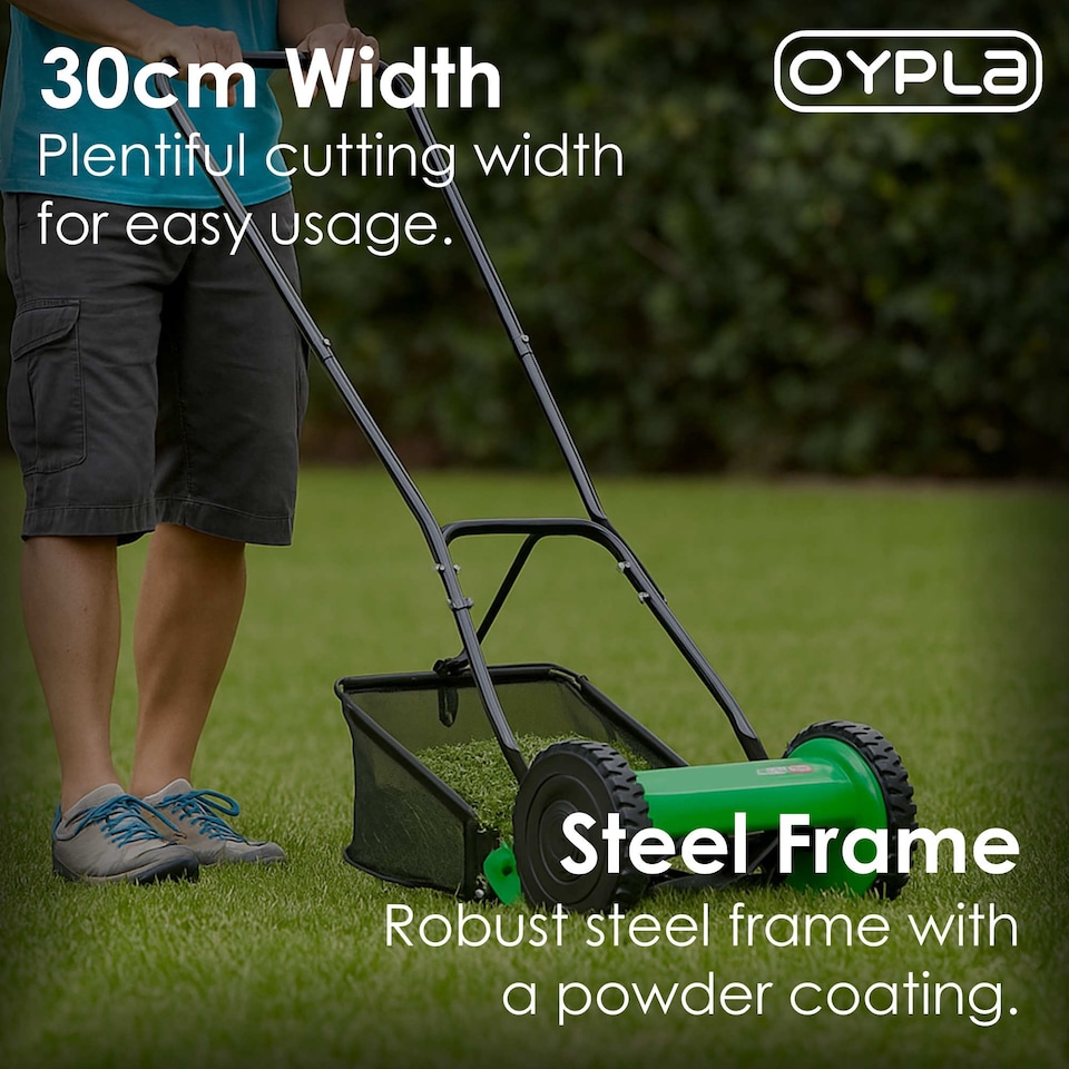 image 1 of Manual Hand Push Grass Lawn Mower Lawnmower 30cm Cutting Width