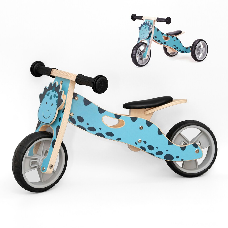 image 1 of Hooga 2-in-1 Balance Bike - Wooden Trike for Kids Blue