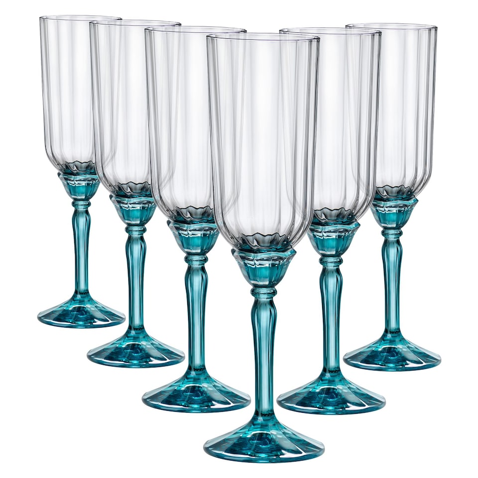 image 1 of Bormioli Rocco Florian Champagne Flutes - 210ml - Blue - Pack of 6