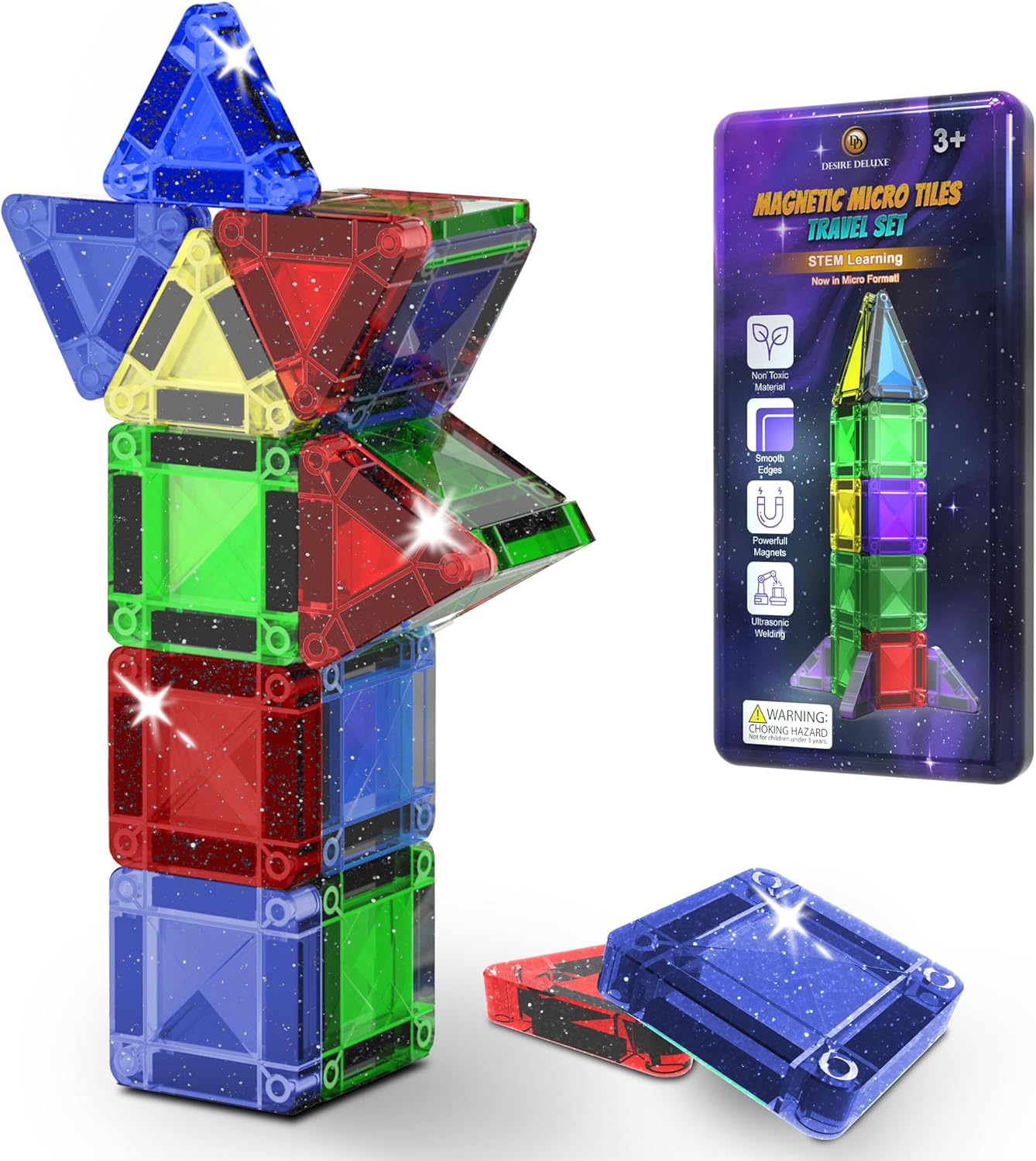 Desire Deluxe Micro Magnetic Tiles Building Blocks Toy STEM Educational ...