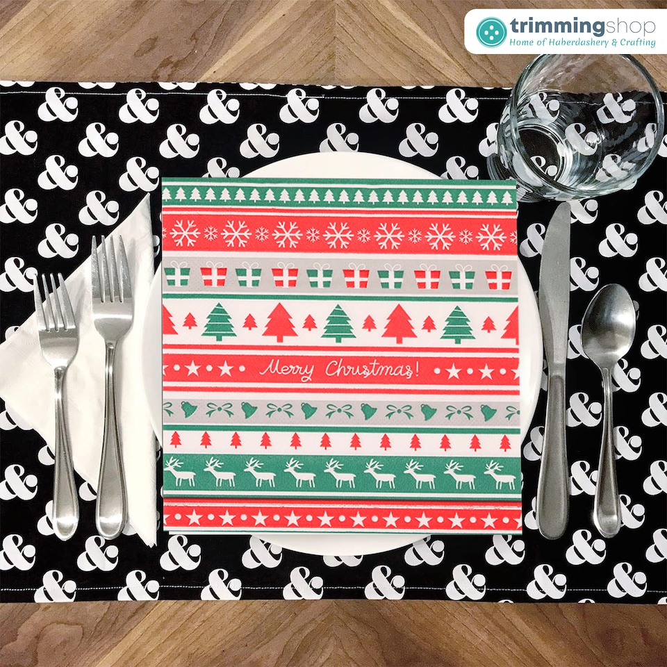 image 1 of 33cm Snowflake Reindeer Tree 2 Ply Christmas Napkins - 20 Pack