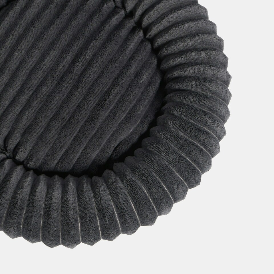 image 1 of OHS Ribbed Round Plush Plump Soft Warm Cosy Pet Dog Cat Cushioned Donut Bed Grey | Charcoal | M