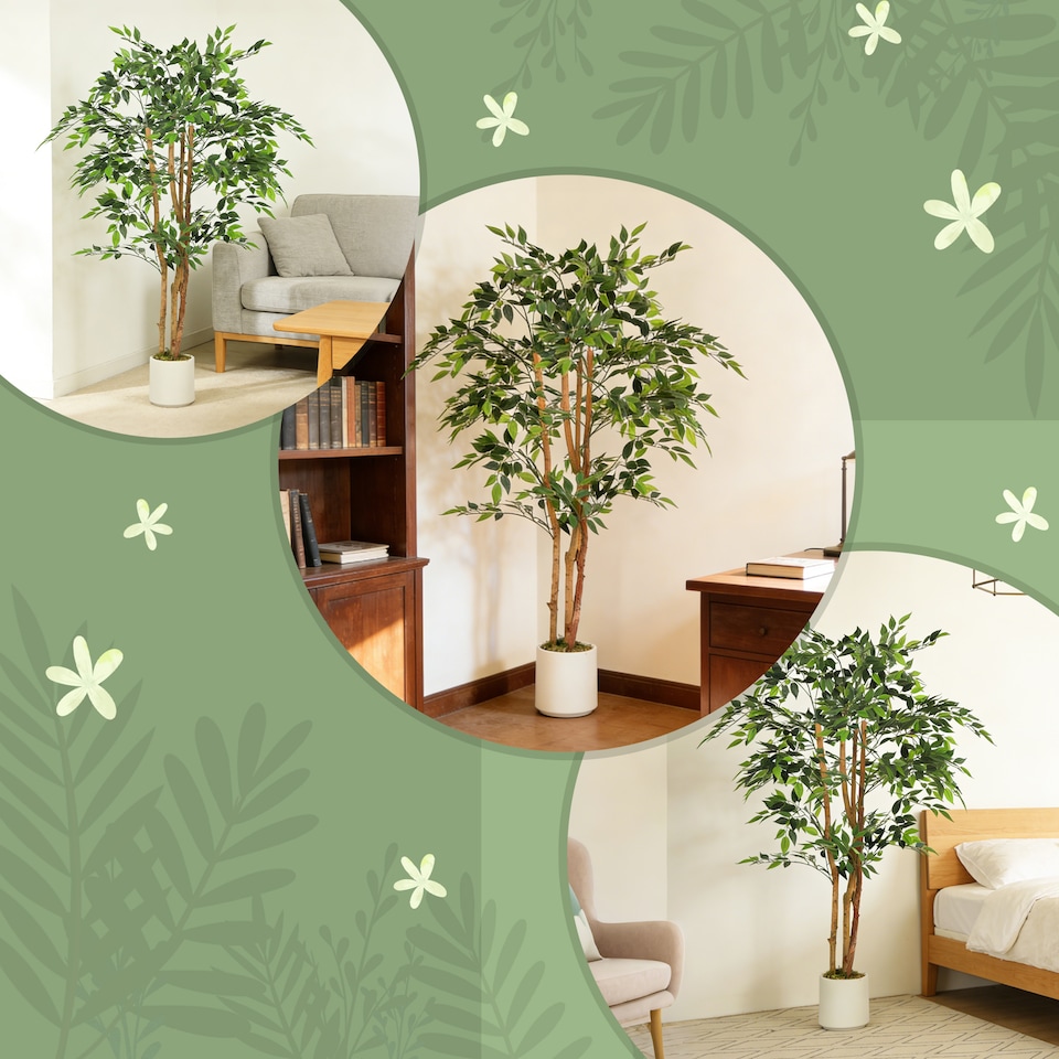 image 1 of HOMCOM 150cm Artificial Ficus Tree, Faux Plant for Home Decor