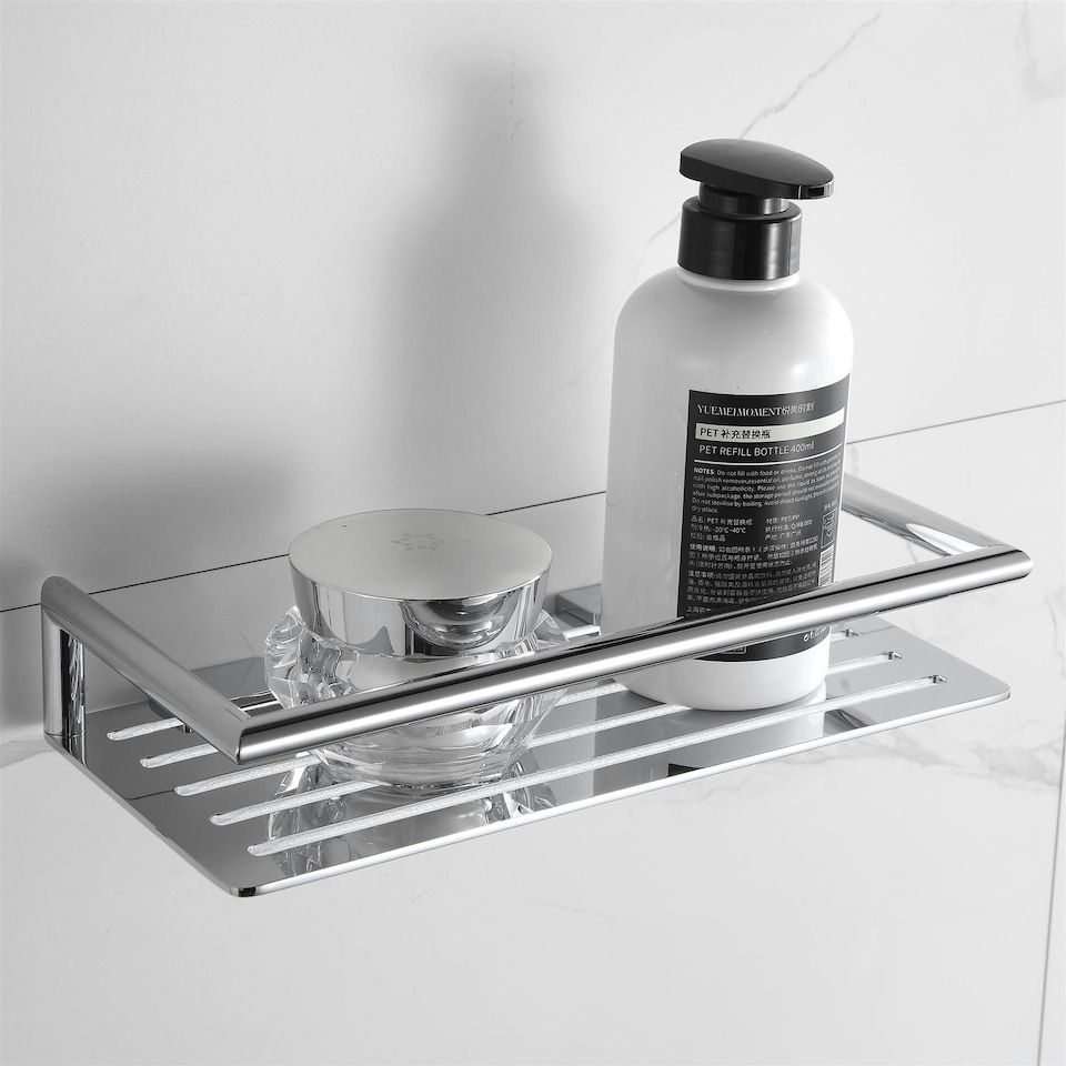 image 1 of Showerdrape Verso Wall Mounted Stainless Steel Chrome Bottle Basket