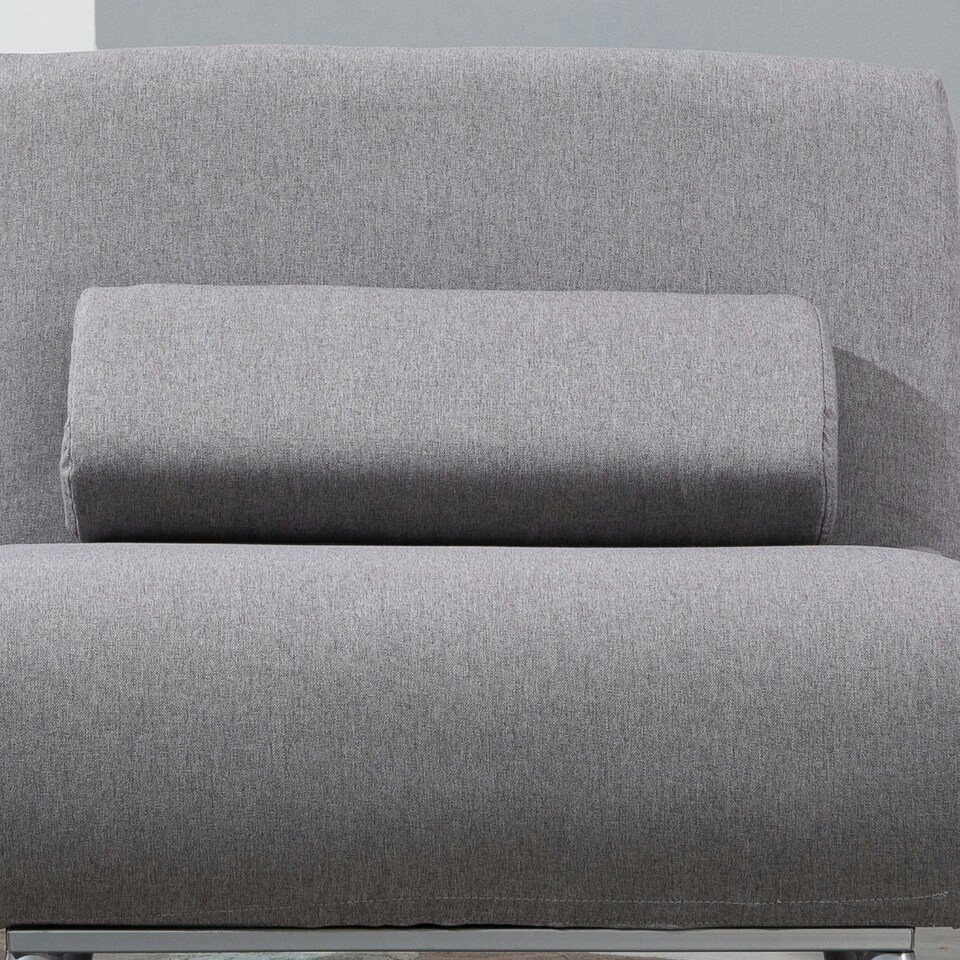 image 1 of HOMCOM Folding 5 Position Convertible Sleeper Chair Sofa Bed Grey Silver