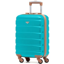 55x35x20cm Carry On Cabin Hard Shell Suitcase - 100+ Airlines Approved Including EasyJet (Paid), British Airways, Ryanair (Priority), TUI Blue | Aqua/Tan | Cabin Bag
