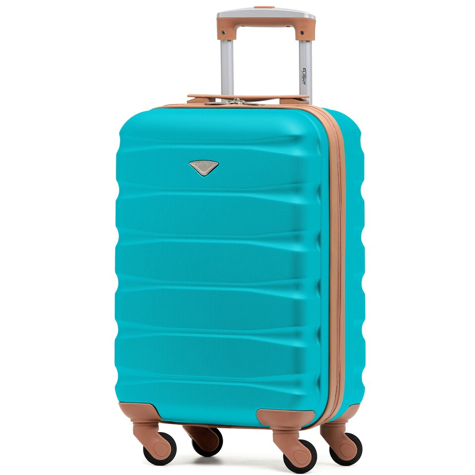 image 1 of 55x35x20cm Carry On Cabin Hard Shell Suitcase - 100+ Airlines Approved Including EasyJet (Paid), British Airways, Ryanair (Priority), TUI Blue | Aqua/Tan | Cabin Bag