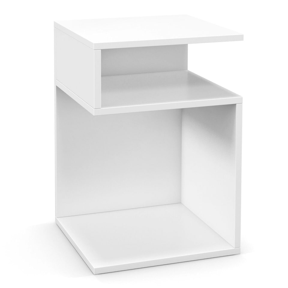 image 1 of COSTWAY S-shaped Side Table Sofa End Table | White