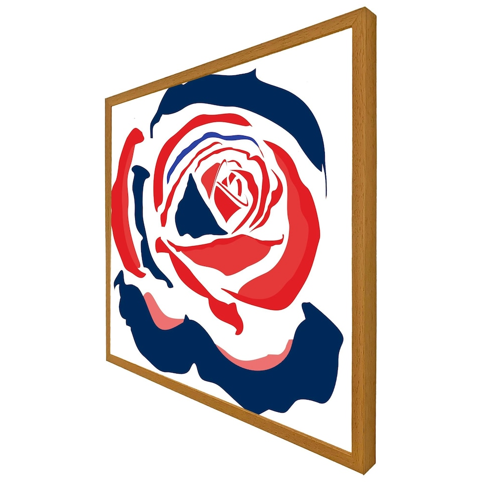 image 1 of Red & blue rose print (Picutre Frame) White | M