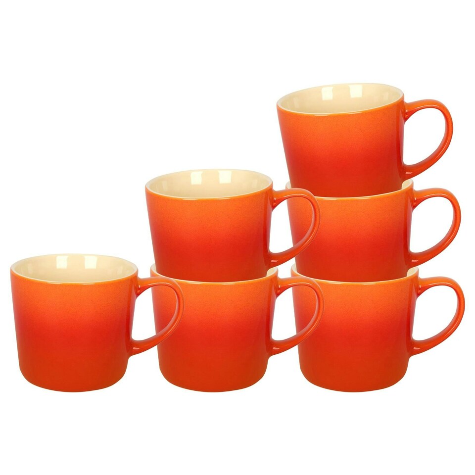 image 1 of Argon Tableware New Bone China Mugs - 330ml - Orange Ombre - Pack of 6 Orange