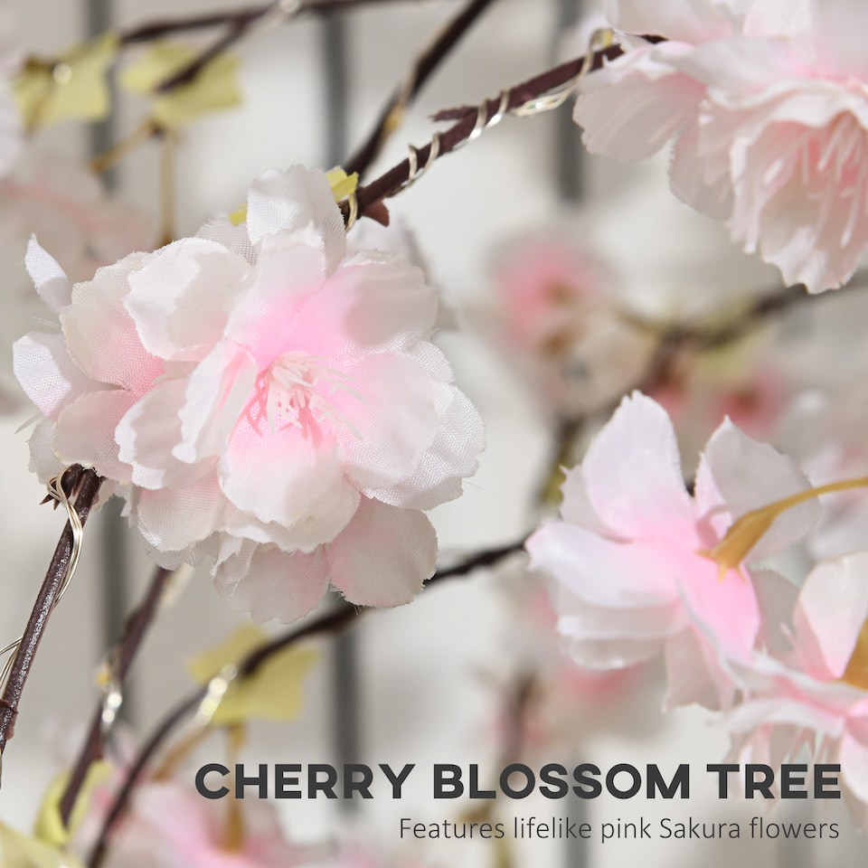 image 1 of HOMCOM 180cm Cherry Blossom Tree Light with 350 LED Lights Fake Sakura Tree