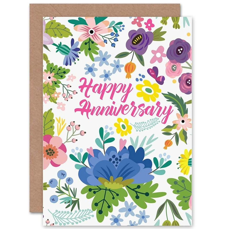image 1 of Bright Colourful Floral Pattern Partner Anniversary Card