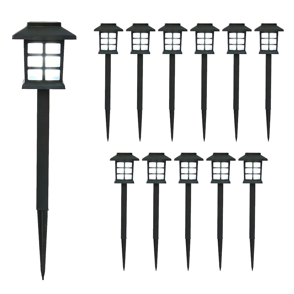 image 1 of Gardenwize 12 Pack Solar Pathway Lights Warm White LED