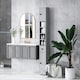 image 6 of kleankin Slim Bathroom Cabinet w/ Open Shelves and 2 Door Cupboards, Grey Grey