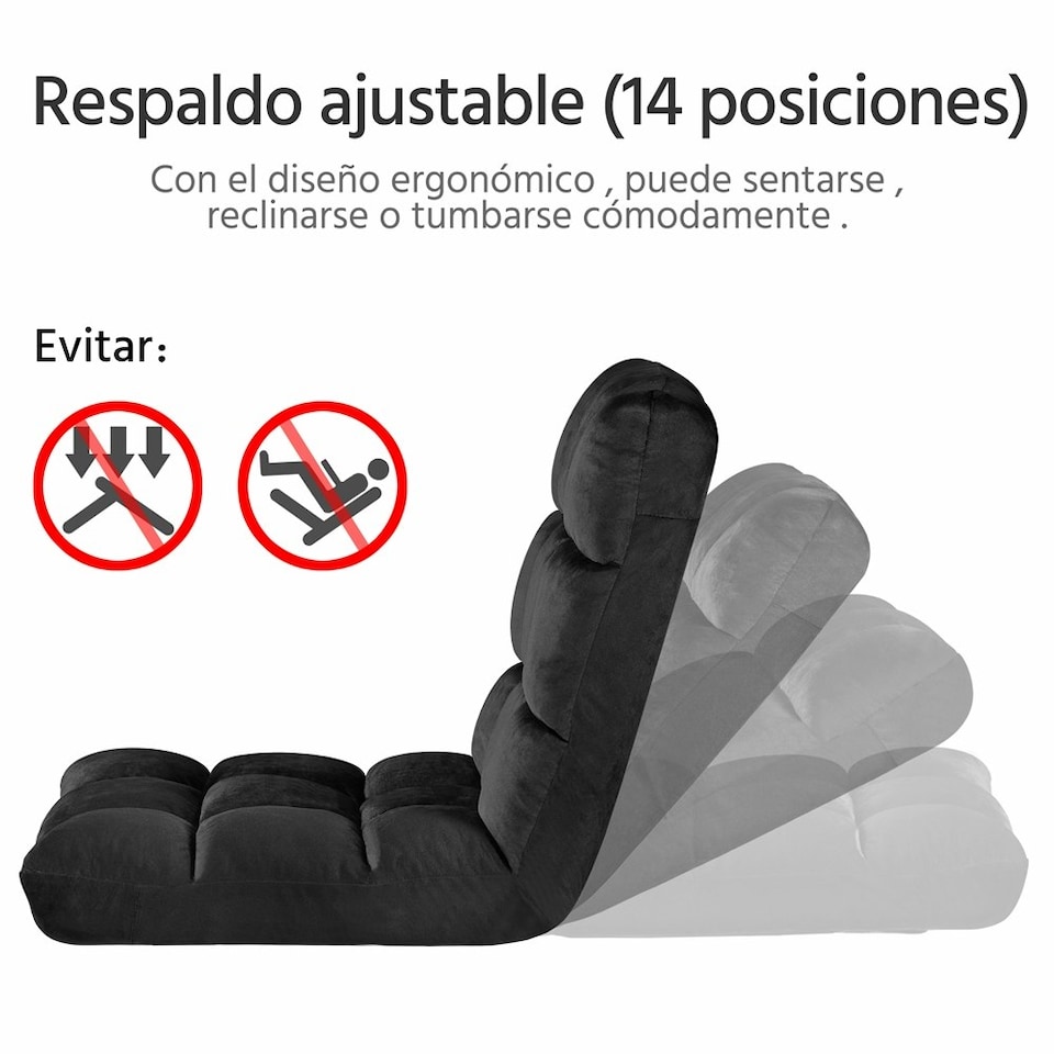 image 1 of Yaheetech Lazy Sleeper Recliner with 14 Adjustable Positions and Backrest Black