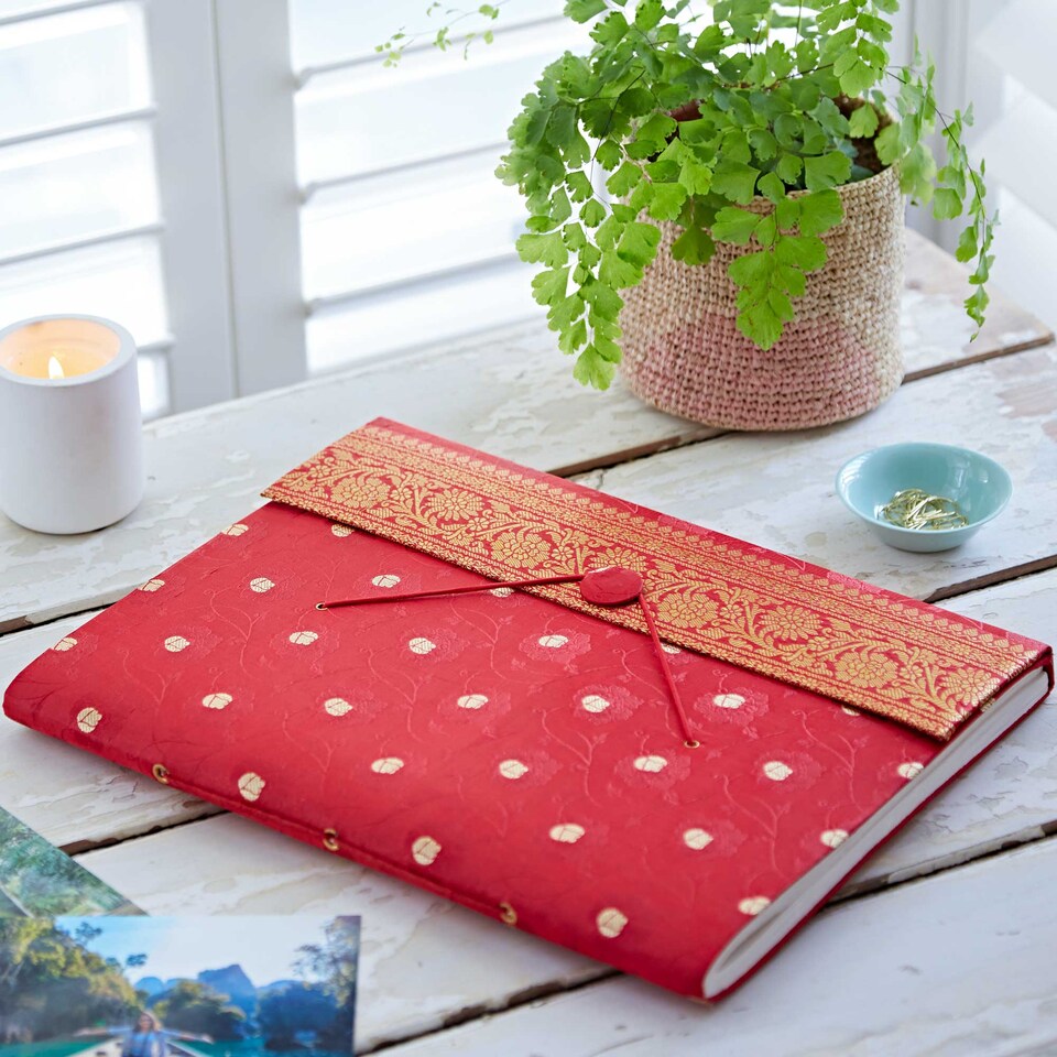 image 1 of Extra Large Sari Fabric Photo Album