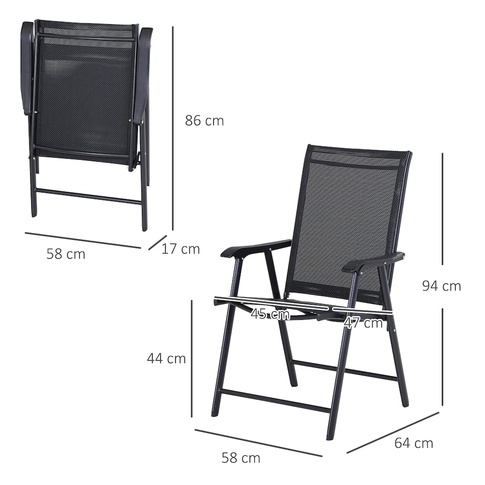 image 1 of Outsunny 2-PCS Garden Armchairs Outdoor Patio Folding Modern Furniture Black