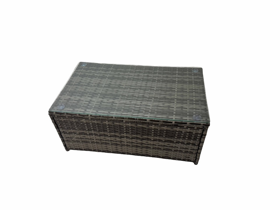 image 1 of Fimous Patio Sofa Oblong Coffee Table Set Rattan Garden Furniture Set with Chair Side Table Dark Grey Mixed