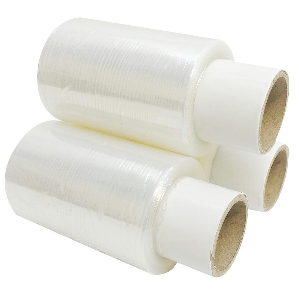 image 1 of 1 Roll Of Clear 100mm x 150m Mini Stretch Shrink Wrap Handy Sized 17mu Rolls