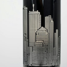 ValueLights Modern Gloss Black Touch Table Lamp With New York Skyline Shade