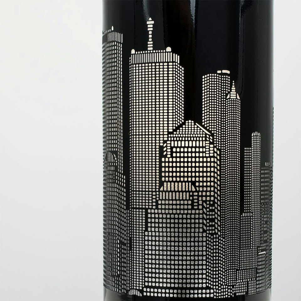 image 1 of ValueLights Modern Gloss Black Touch Table Lamp With New York Skyline Shade