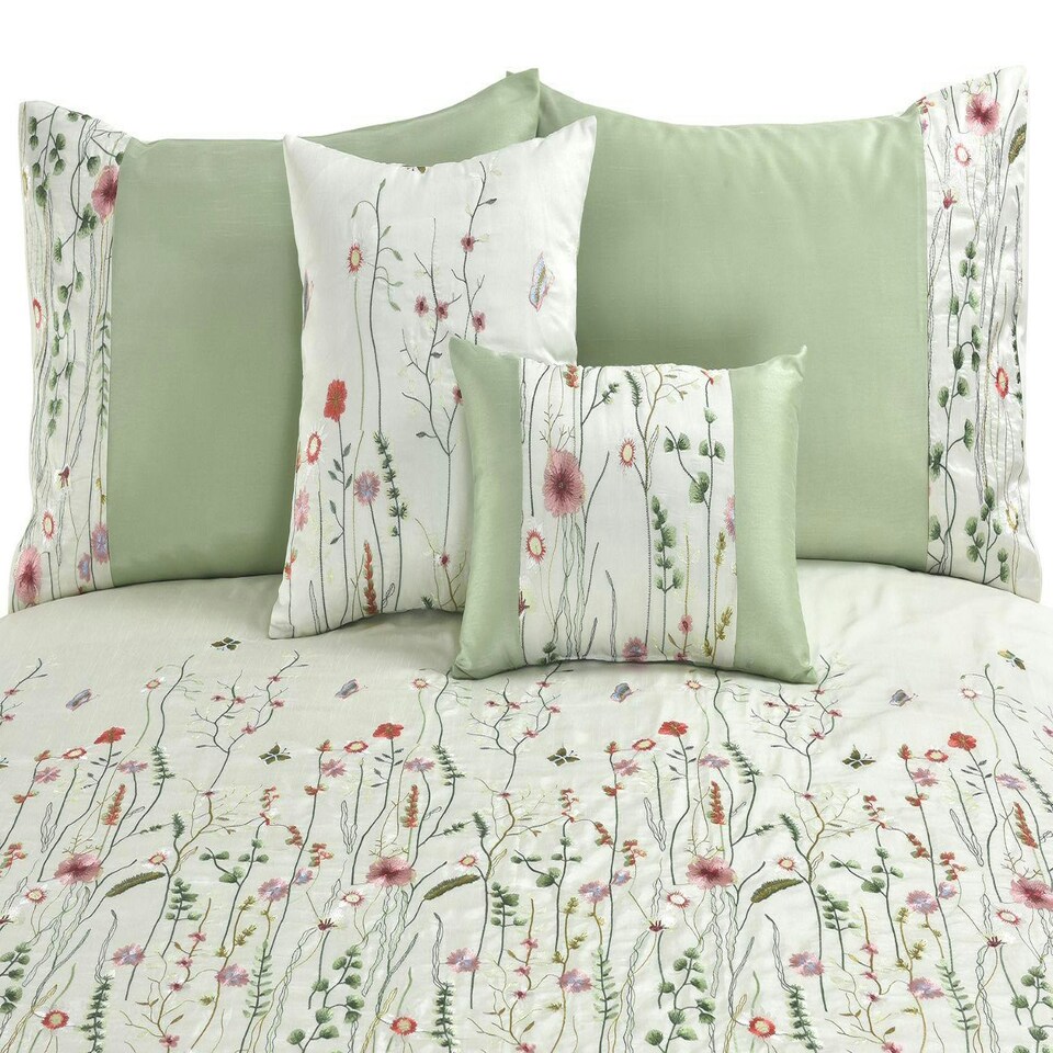 image 1 of Kampala Hill Arabella Duvet Cover Set Green Green | Super King