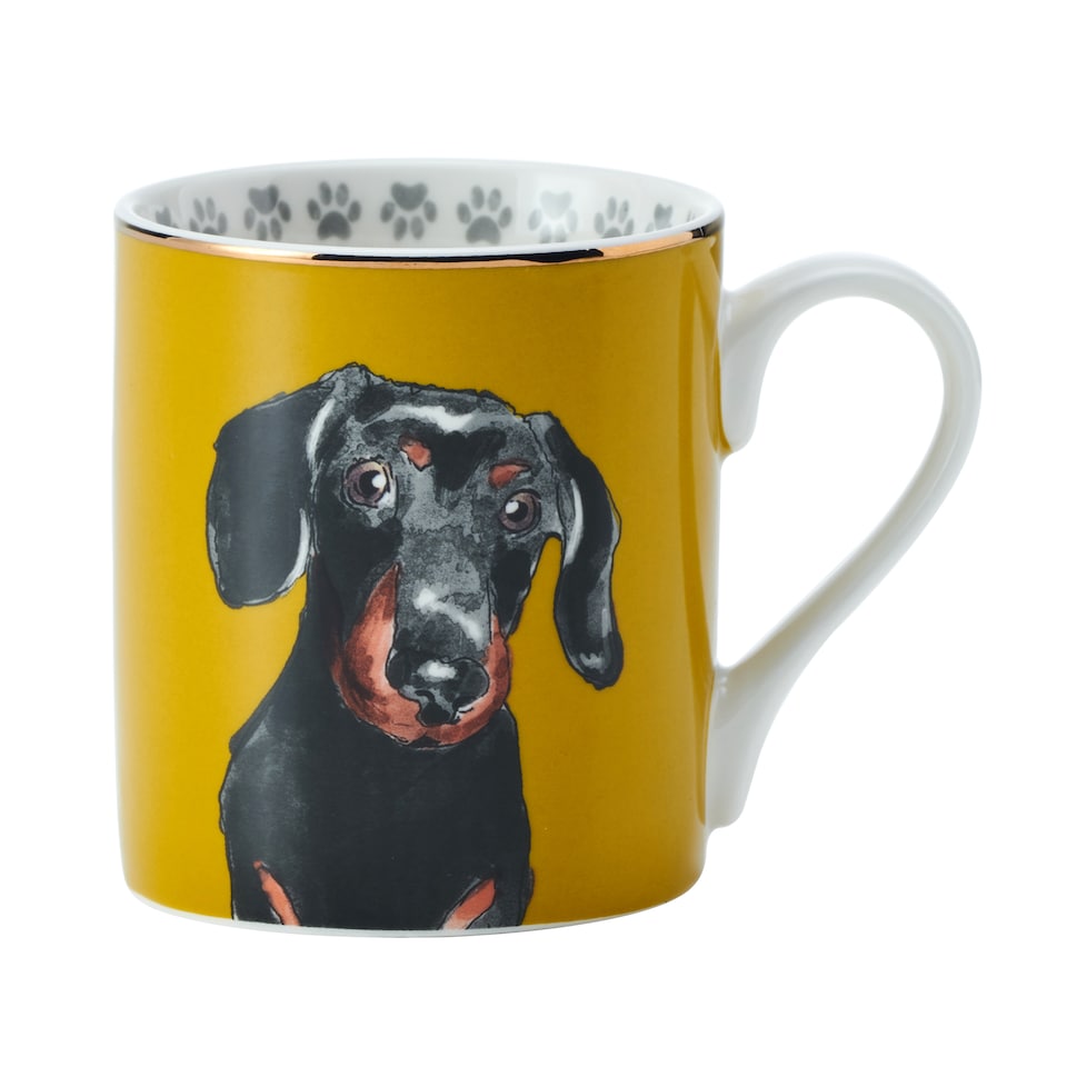 image 1 of Mikasa Dachshund Straight-Sided Porcelain Mug, 280ml | Yellow