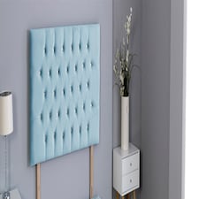 Sky Blue Plush Velvet Chesterfield Headboard N/A | 4FT6 Double 26"inch Headboard