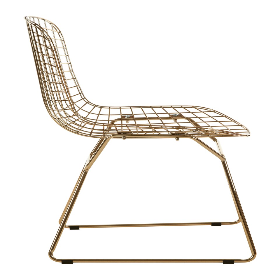 image 1 of Interiors by Premier Gold Metal Grid Frame Wire Chair, Comfortable Seating Garden Wire Chair, Easy Cleaning Wire Frame