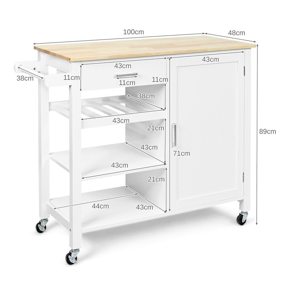image 1 of COSTWYA Kitchen Island Storage Trolley Rolling Cart
