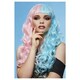 image 1 of Manic Panic Cotton Candy Angel Siren Half Pastel Pink & Half Baby Blue Long Curled Hair with Fringe Wig