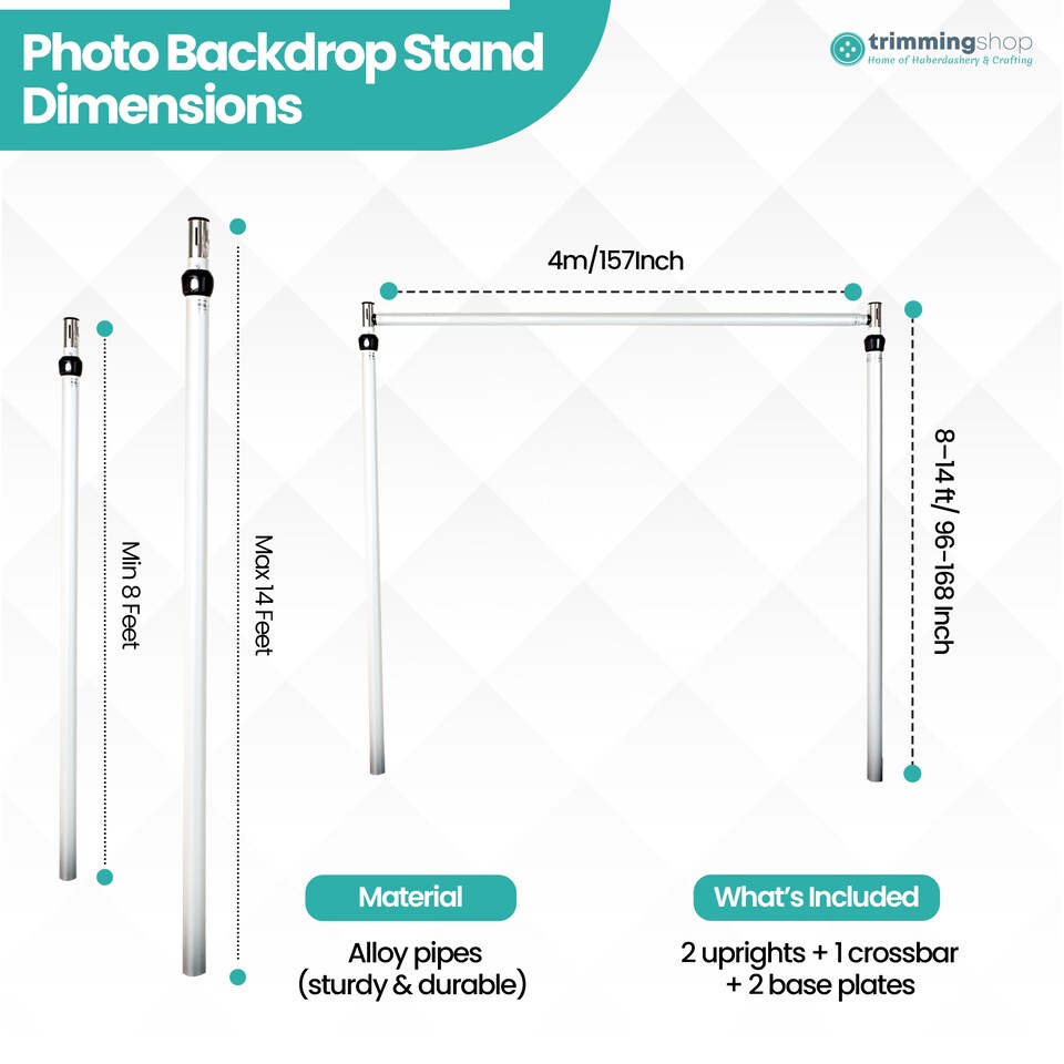 image 1 of Portable Pipe & Drape Frame, Backdrop Stand Set for Weddings - 4m x 4m