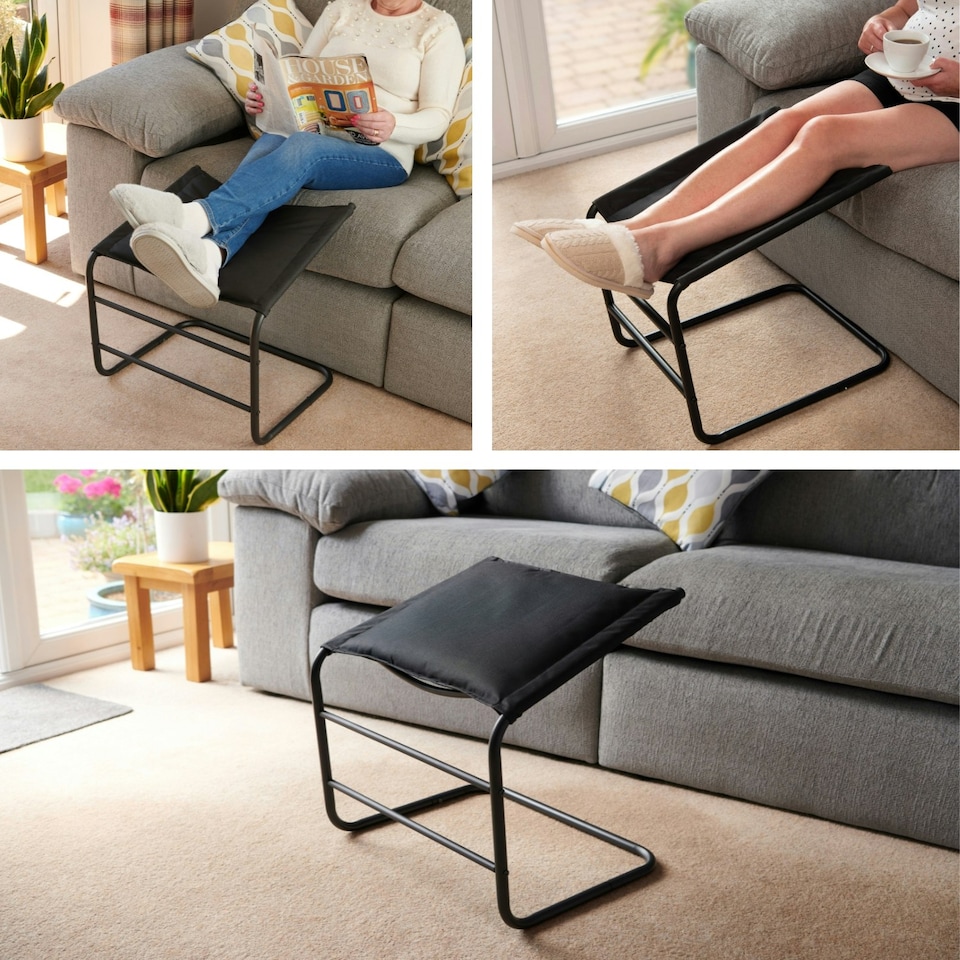 image 1 of Greenhurst Black Footrest with Steel Frame – Angled Leg Support for Comfort, Circulation & Relaxation Black